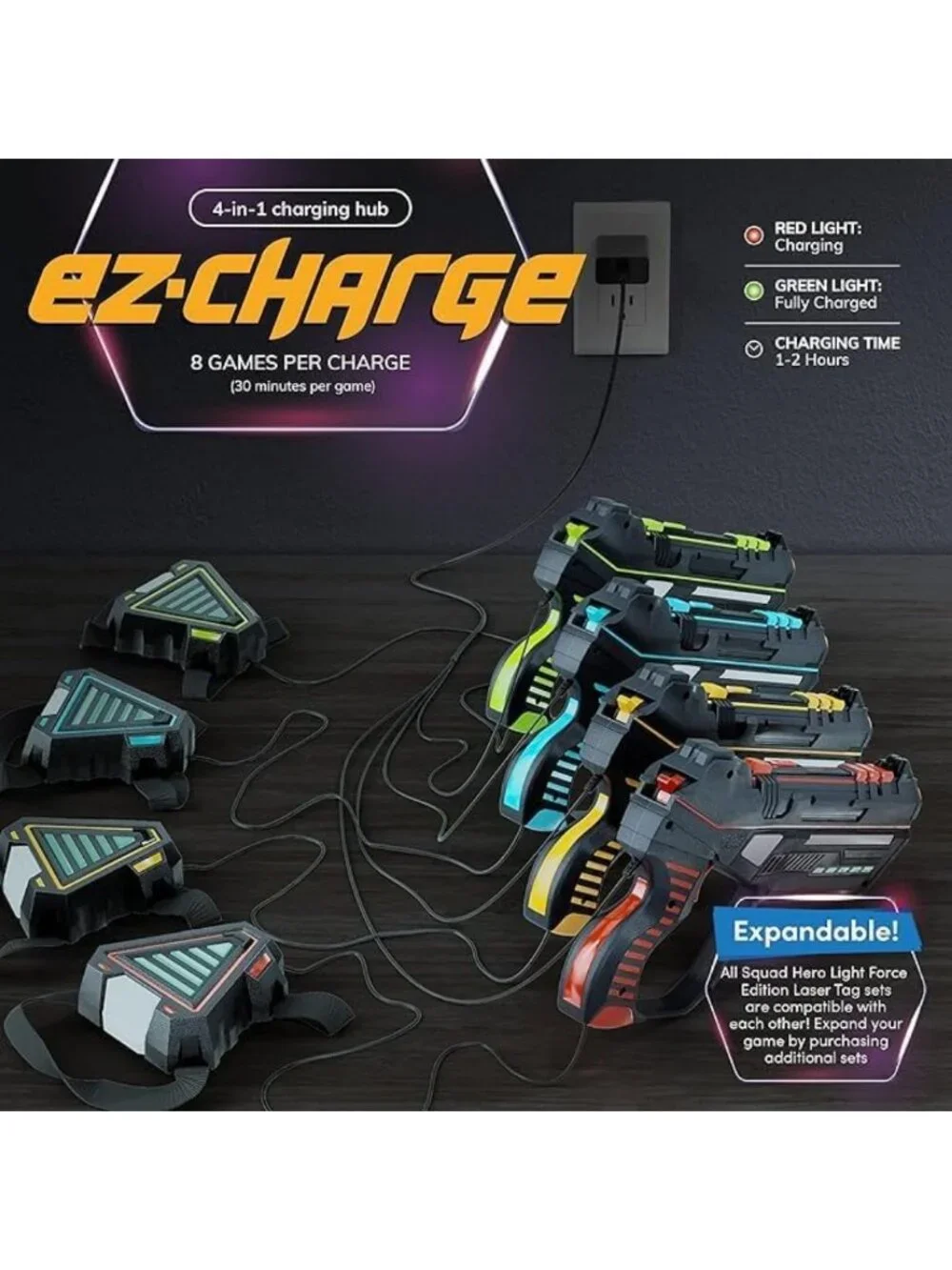 Rechargeable Laser Tag Set for Kids & Teens - Blasters, Vests, Outdoor Fun, Age